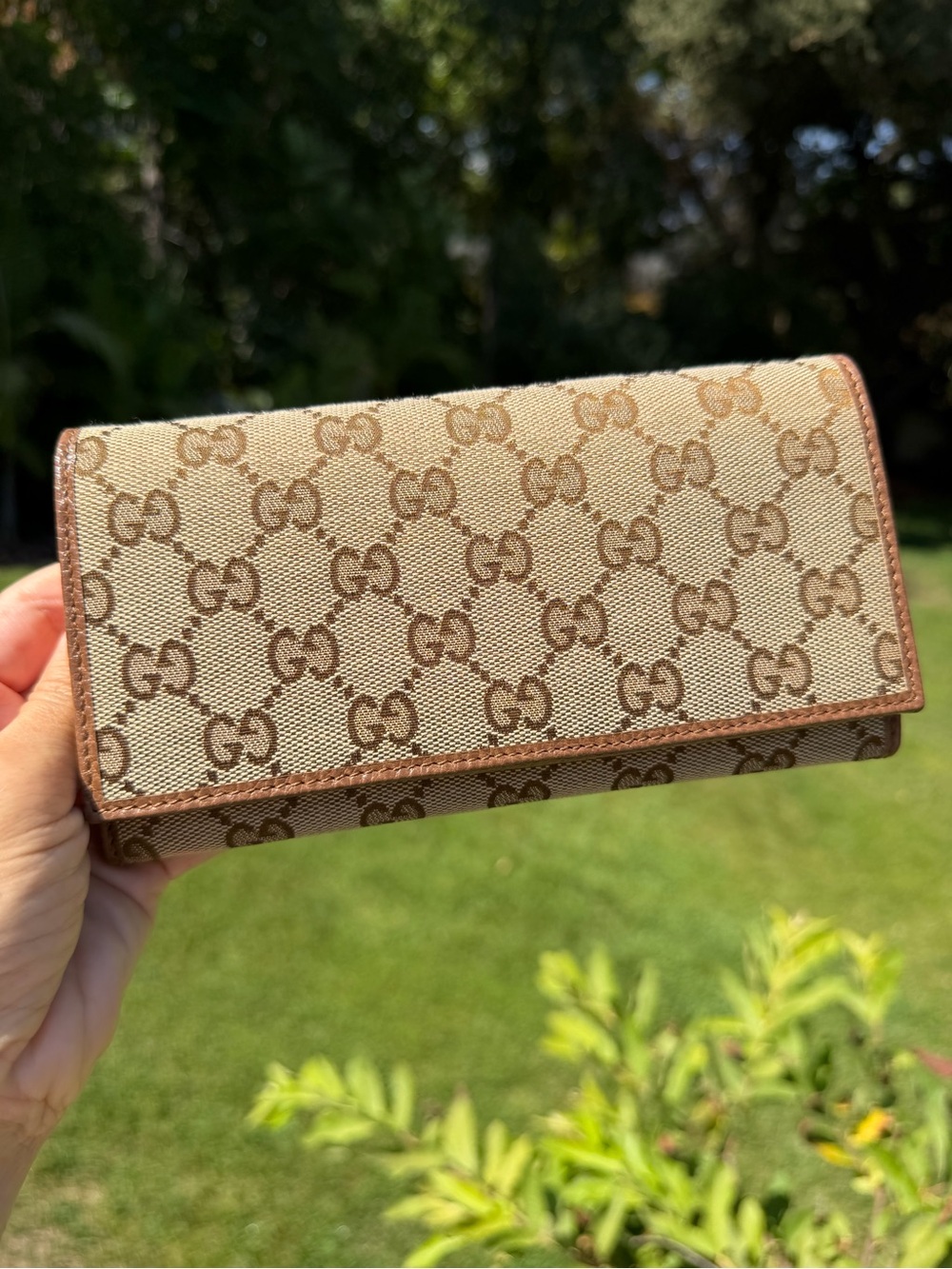 Gucci Beige and Brown GG Canvas Continental Wallet